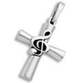 Sterling Silver Music Cross Pendant